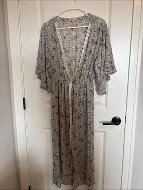 Kori Cream Maxi Dress with Red Floral Print
